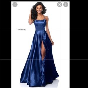 Sherri hill navy prom dress